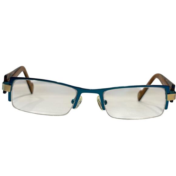 Etina Barcelona Eyeglasses Palma Metal Plastic Blue Orange 47-18-135 - Picture 2 of 10